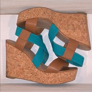 Steve Madden turquoise wedge heel, size 7